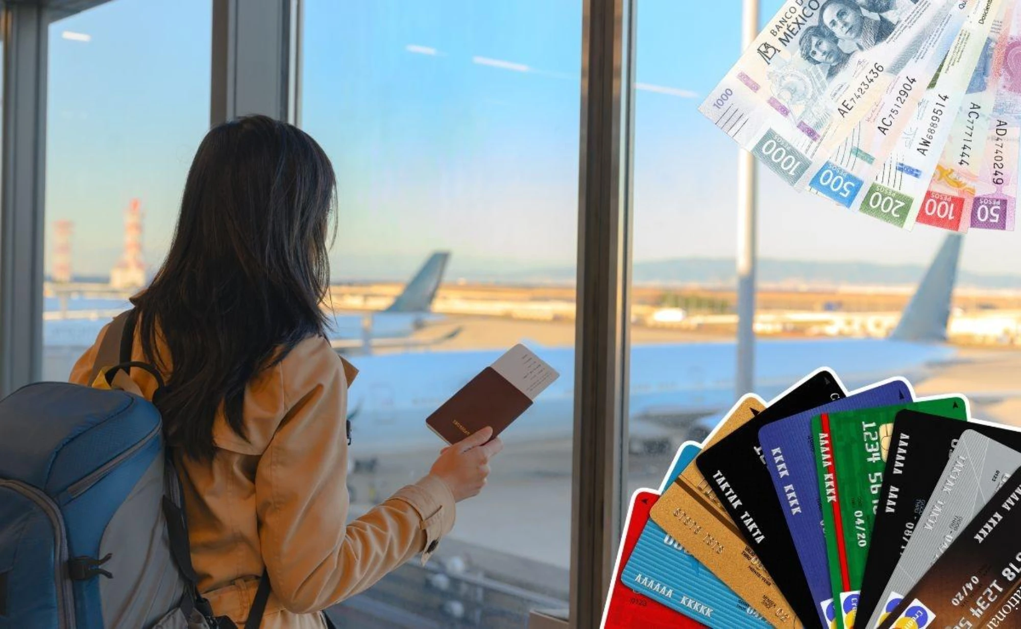 Dinero, tarjetas y pasaporte para viajar al exterior